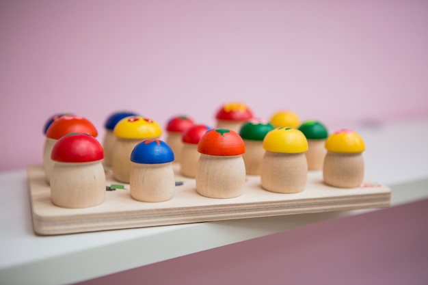 hölzernes pädagogisches Spielzeug der Kinder.