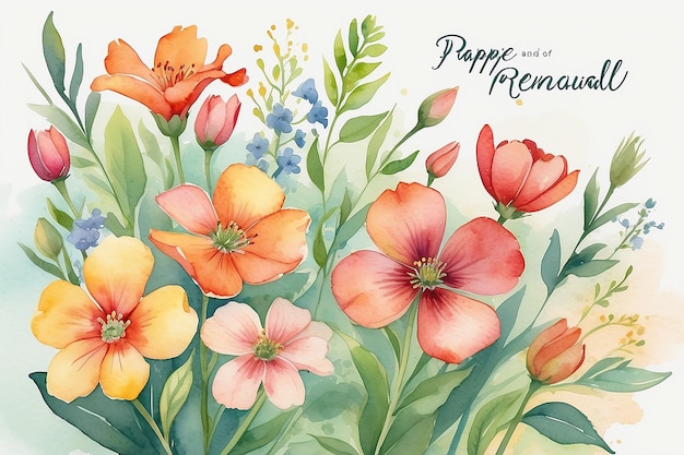 Hoffnung und Erneuerung Aquarell Pappy Blumen Grußkarten Design