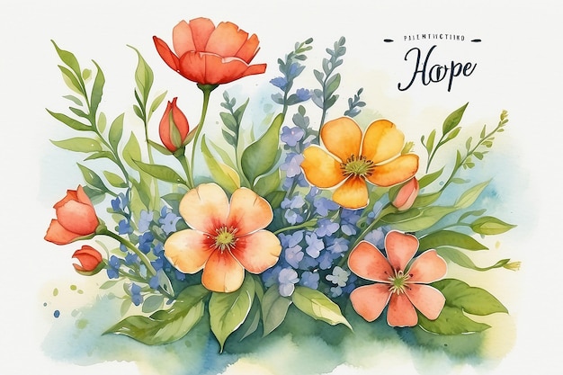 Hoffnung und Erneuerung Aquarell Pappy Blumen Grußkarten Design