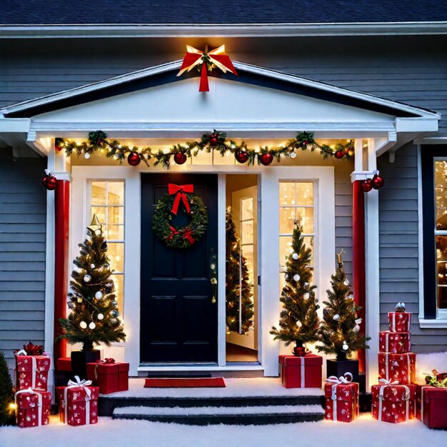 Foto un hogar americano de navidad festivo