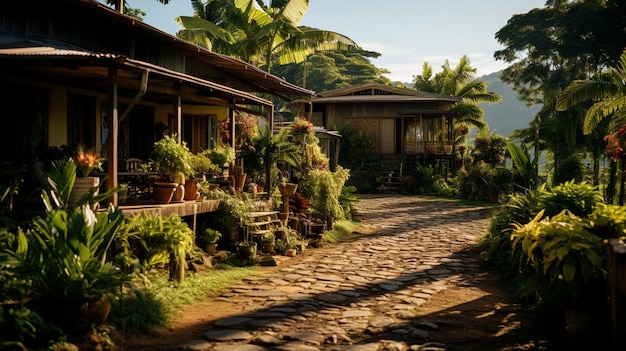 Un hogar familiar de una granja brasileña con decoración tradicional