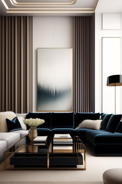 Hogar minimalista moderno Interior generado Ai