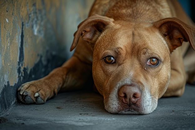 Foto sin hogar perro abusado solo abandonado en la calle generar ai