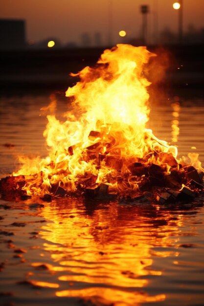 Una hoguera arde en el agua ai