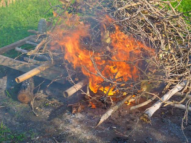 Hoguera de fuego ardiente