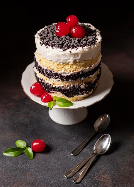 Foto hoher winkel des köstlichen kuchenkonzepts