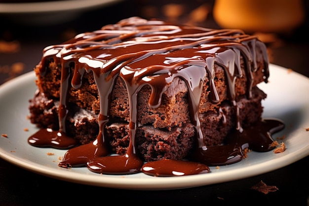 Hoher Winkel von süßem Schokoladenkuchen mit Kopierraum