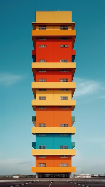 Hohes Gebäude Symmetrisches minimalistisches Poster Schönes Illustrationsbild Generative KI