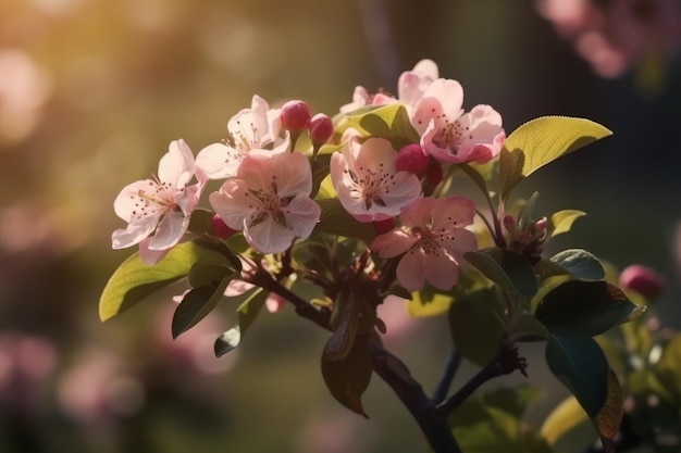 La hoja del árbol de la manzana en flor la planta floral genera Ai