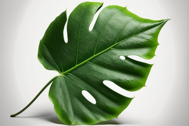 Hoja de árbol verde con fondo blanco.