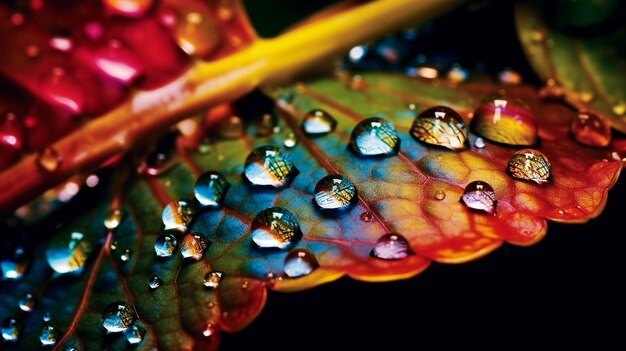 Foto hoja de arce con gotas de lluvia