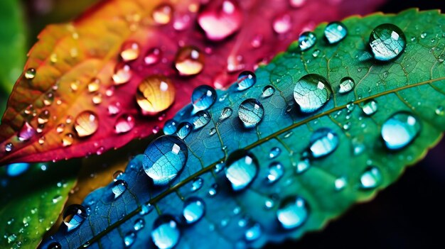 Foto hoja de arce con gotas de lluvia