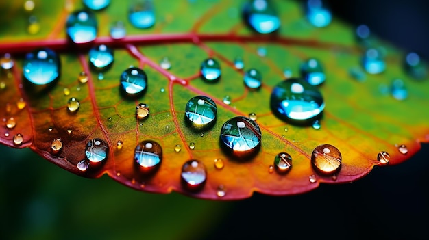 Foto hoja de arce con gotas de lluvia