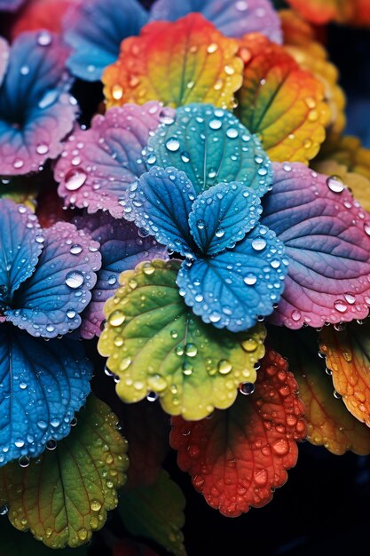 Hoja de arce con gotas de lluvia