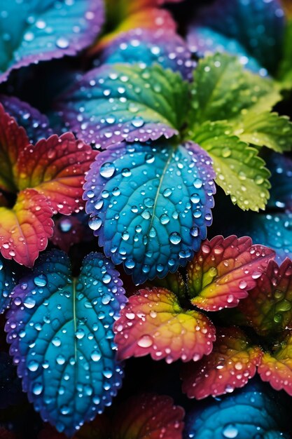 Foto hoja de arce con gotas de lluvia