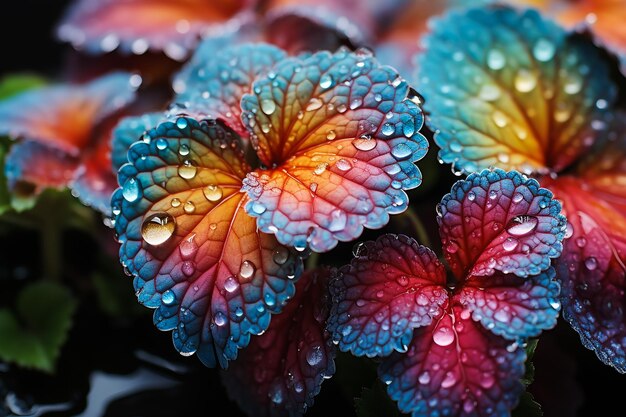 Hoja de arce con gotas de lluvia