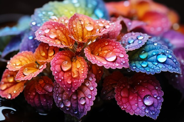 Hoja de arce con gotas de lluvia