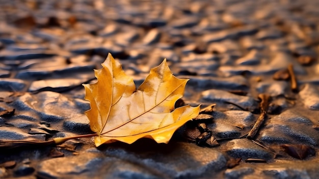 hoja de arce en el suelo