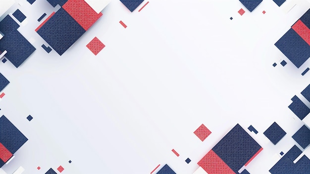 una hoja blanca de papel con un diseño rojo y azul en ella