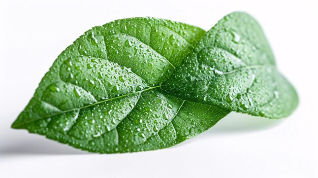 Foto hoja de cohete verde fresco sobre un telón de fondo blanco