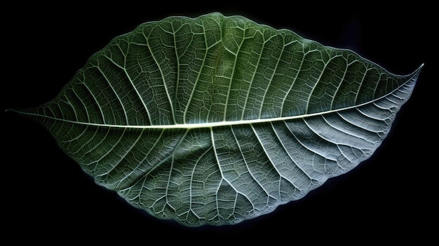 Hoja de esqueleto transparente con textura hermosa en un hermoso verde AI generativo AIG32