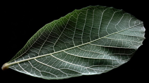 Hoja de esqueleto transparente con textura hermosa en un hermoso verde AI generativo AIG32