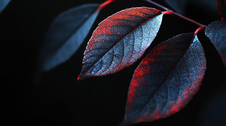 una hoja con fondo oscuro