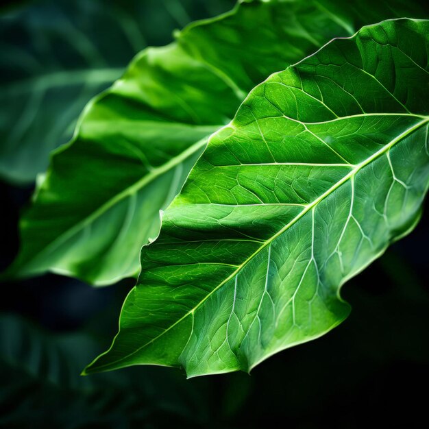 Foto una hoja con un fondo verde que dice cerca