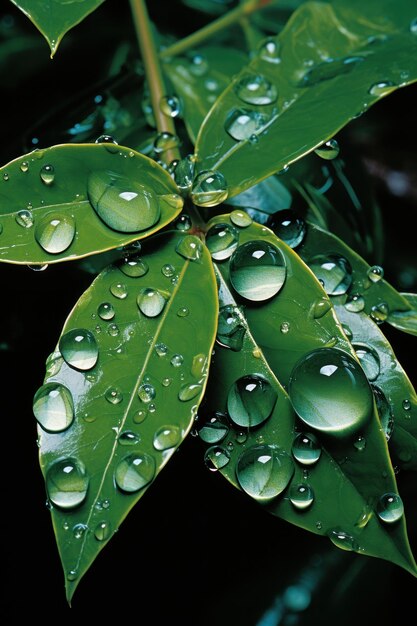 hoja en una gota de lluvia