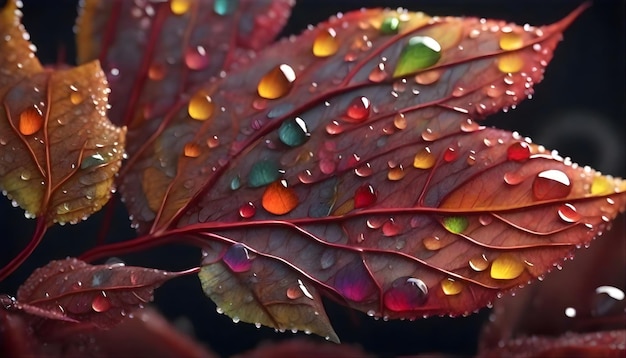 una hoja con gotas de agua en ella y la palabra agua en ella