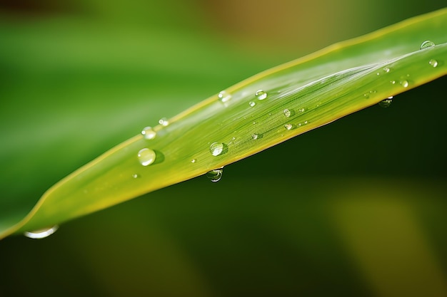 Una hoja con gotas de agua sobre ella