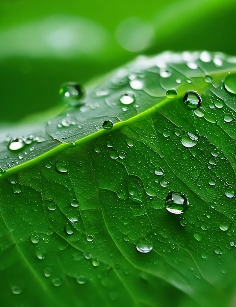 Hoja con gotas de agua