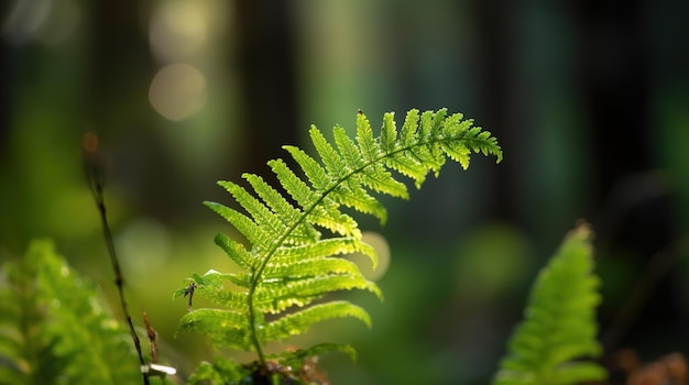 Una hoja de helecho en el bosque