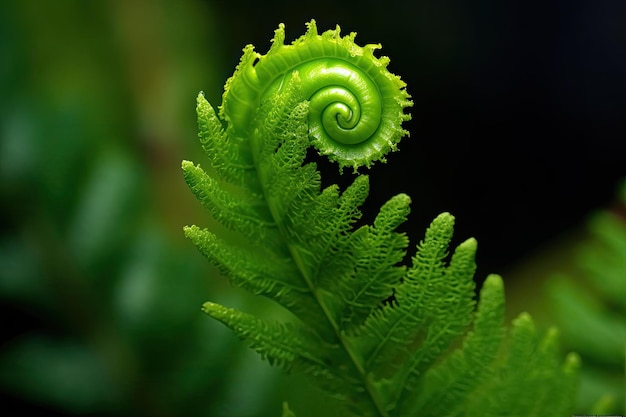 Una hoja de helecho verde con la palabra helecho