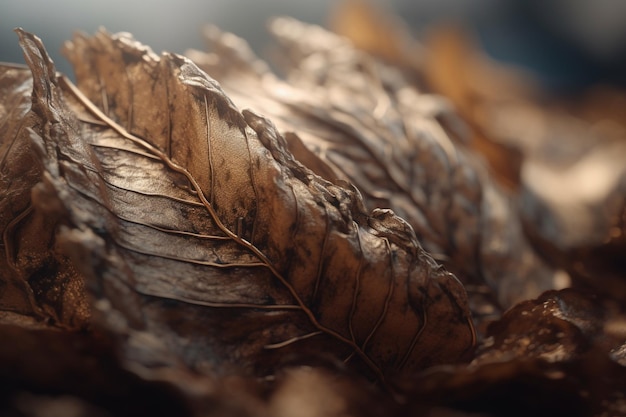 Una hoja marrón con la palabra en ella