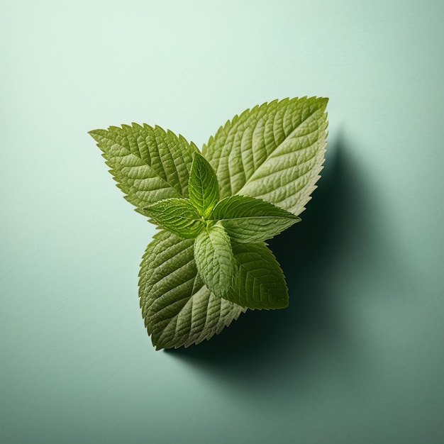 Hoja de menta, la hierba esencial para cocinar tés, imagen de vista superior