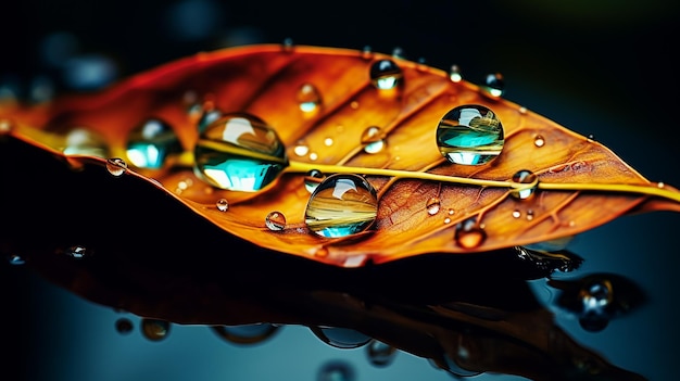 hoja mojada con gotas