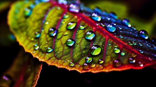 Foto hoja mojada con gotas