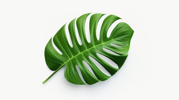 Hoja de Monstera en fondo blanco Decoración del entorno verde