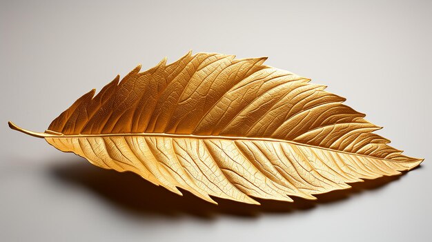 Foto hoja de oro aislada en una lámina metálica de fondo blanco