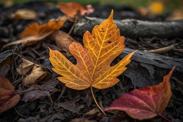 Hoja de otoño con intrincados patrones de venas