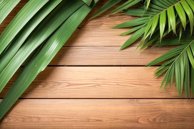 Hoja de palma en una superficie de madera imágenes de fondo con espacios libres Domingo de Palma madera de tablones vintage