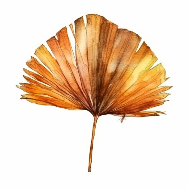 Una hoja de una palmera. ilustración de acuarela