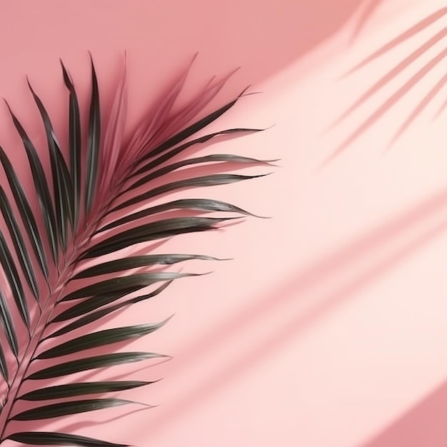 Foto una hoja de palmera que se descama ligeramente sobre un fondo de color pastel claro