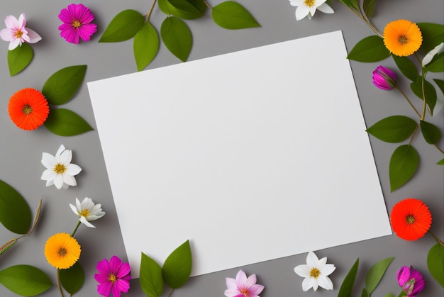 Una hoja de papel blanca con flores.