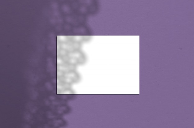 Hoja de papel blanco horizontal en blanco de 5x7 pulgadas con superposición de sombra.