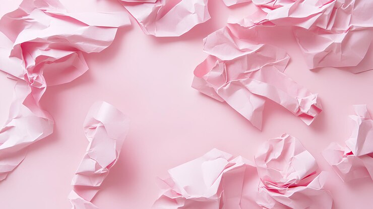 una hoja de papel rosa con un fondo rosa