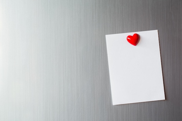 Hoja de papel vacía en la puerta del refrigerador Nota de papel con corazón magnético San Valentín enviar mensaje de texto de amor