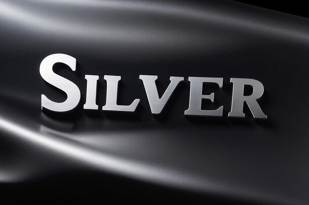 Foto una hoja de plata con un fondo negro y la palabra plata