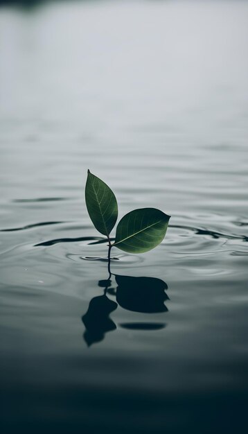 Una hoja que crece fuera del agua